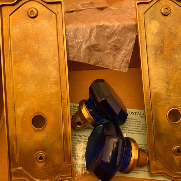 Nostalgic Warehouse Brass Cobalt Glass Door Knob Retails@$209--@239 BRAND NEW! - Picture 4 of 11